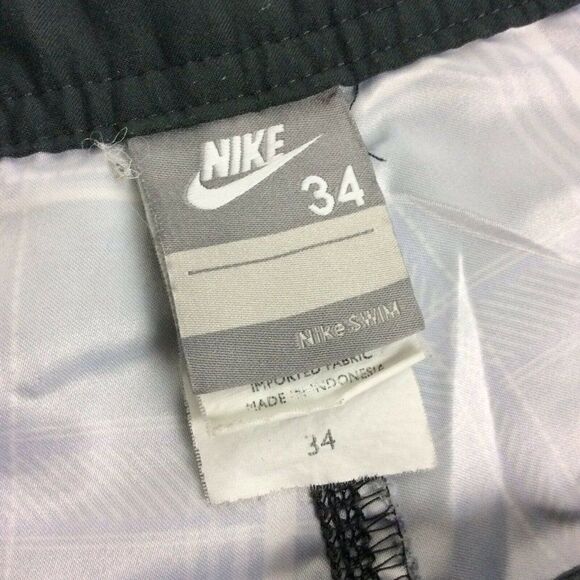 Nike Swim Board Shorts Mens Size 34 Trunks Gray Purple Plaid Water Sports Beach - Picture 6 of 7